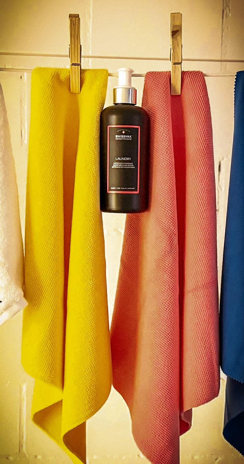 Die perfekte Pflege für hochwertige Mikrofasertücher – SWISSVAX Towel Collection & Laundry Waschemulsion